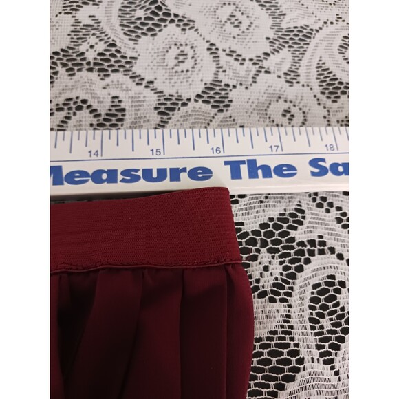 Dark Red Flowy Mini Skirt - Picture 11 of 13